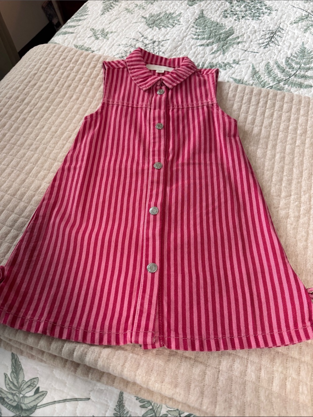 Zara Pink Striped Sleeveless Button Dress